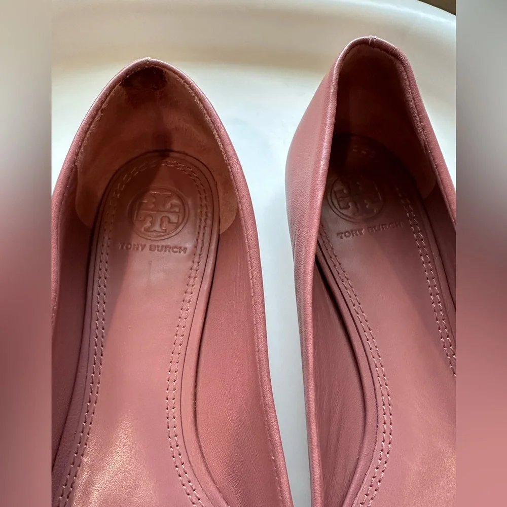 Tory Burch Pointed Bow Flats in Dusty Rose